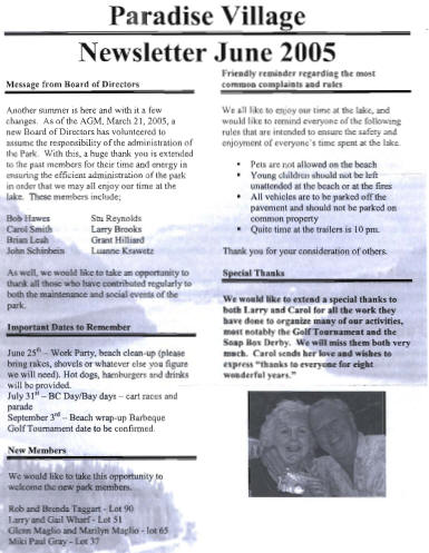 JUNE 2005 Newsletter